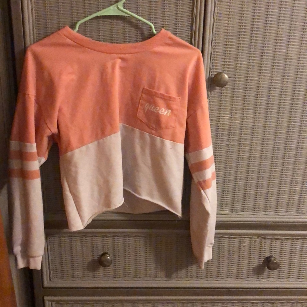 Pink and white crop top